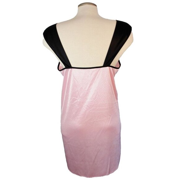 Womens Slip Dress Nightgown Nightie Dress Lingerie Small Pink Black Bow Coquette - Picture 2 of 3